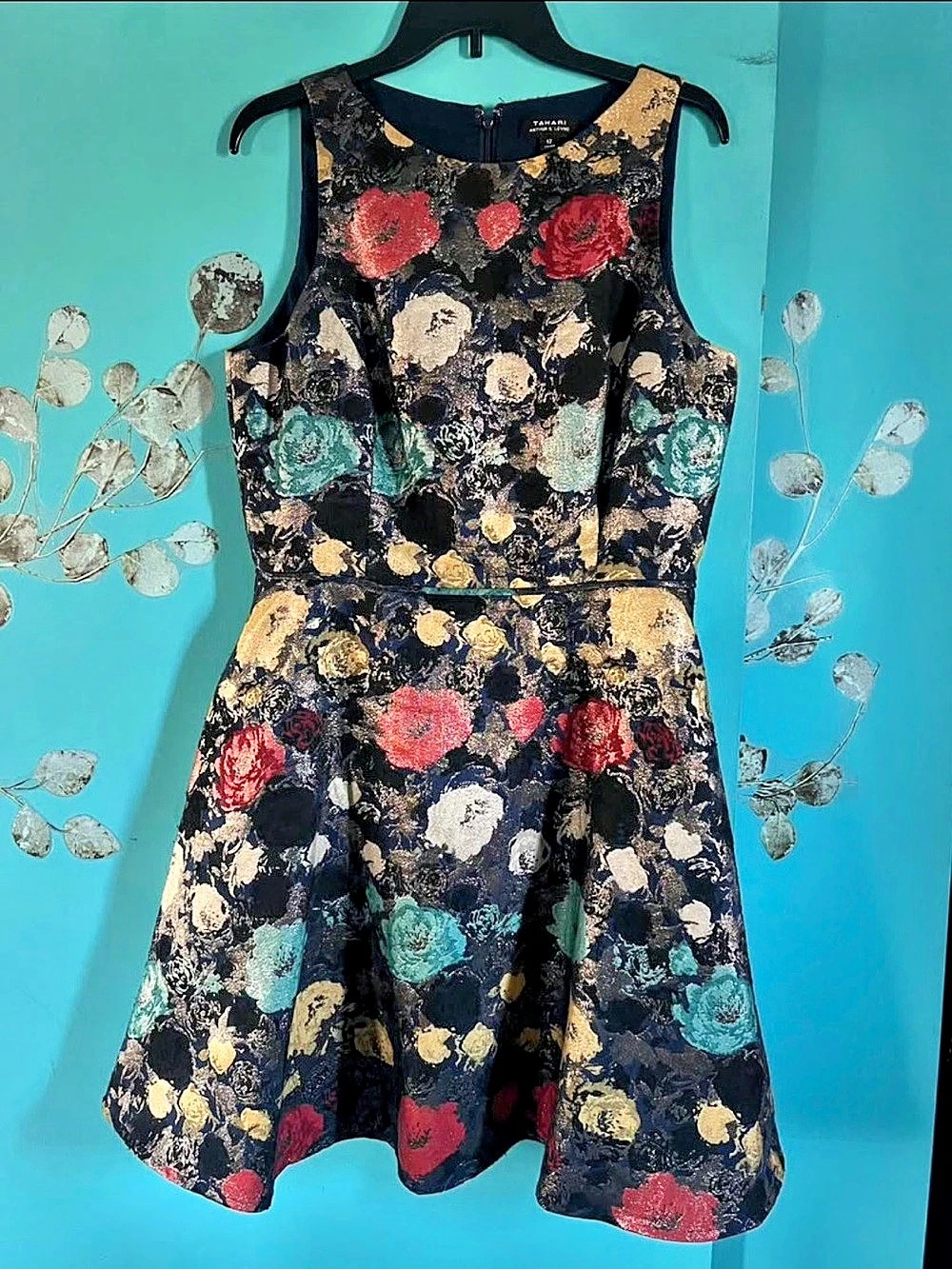 Tahari Floral Jacquard Dress